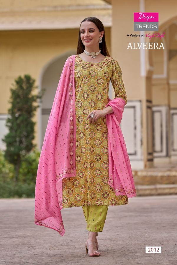 Alveera By Diya Trends Rayon Kurti With Bottom Dupatta Collection